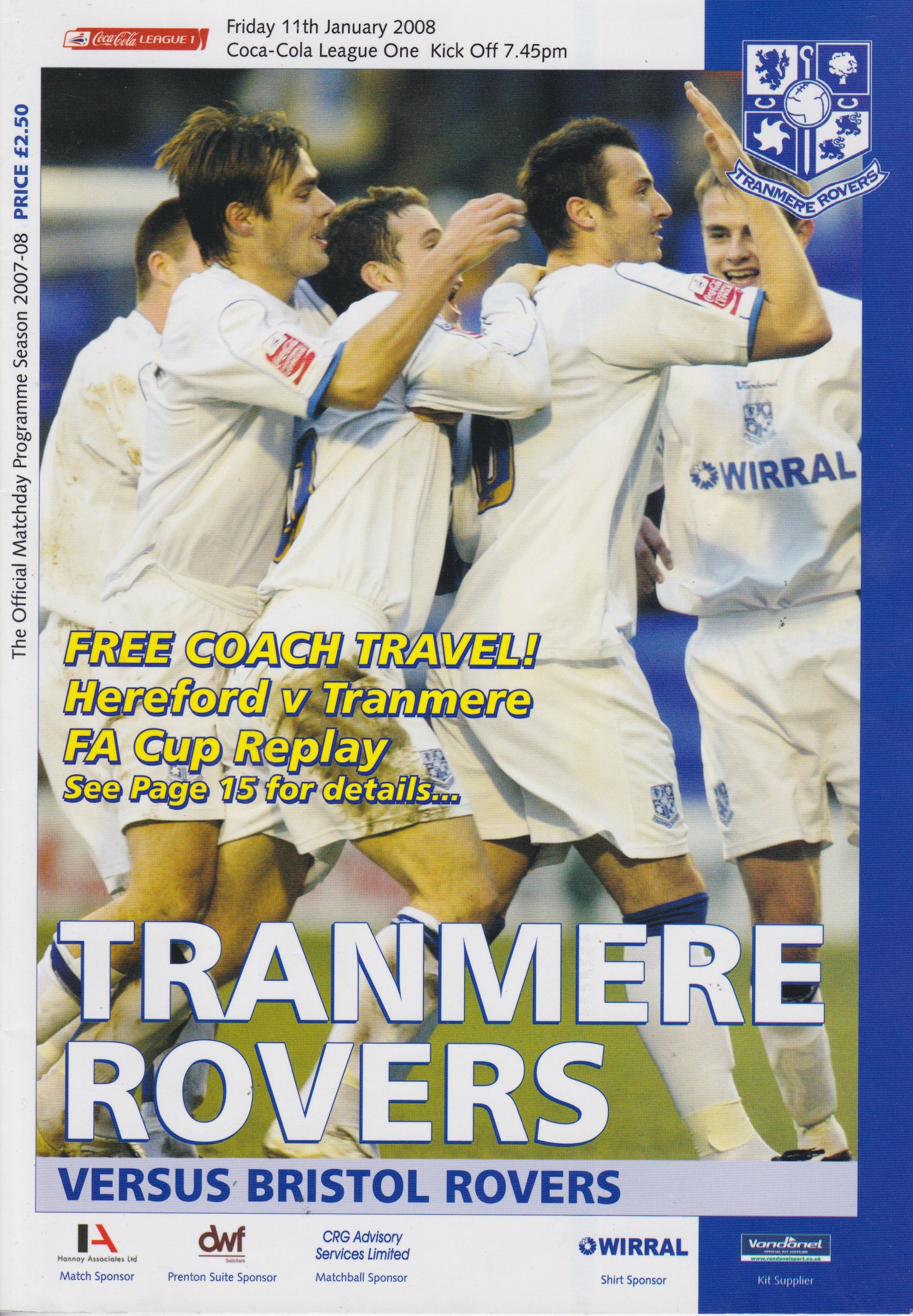 Tranmere Rovers v Bristol Rovers match programme